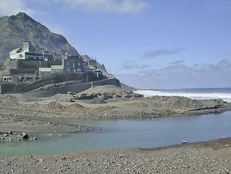 Cape Verde, Santa Antao, River Flowing into Atlantic