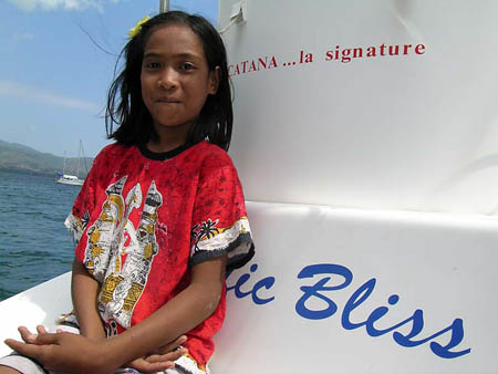 08 Indonesian Girl on Swim Steps of Pacific Bliss