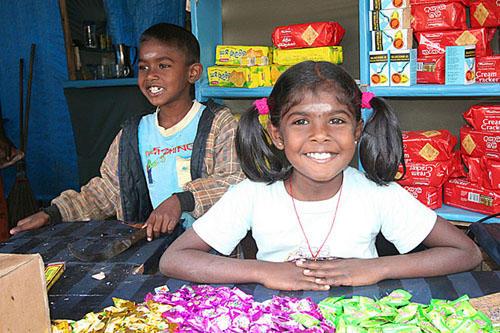 06 Children in booth along Adam's Peak walk