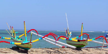 Two canoes on Sanur Beach