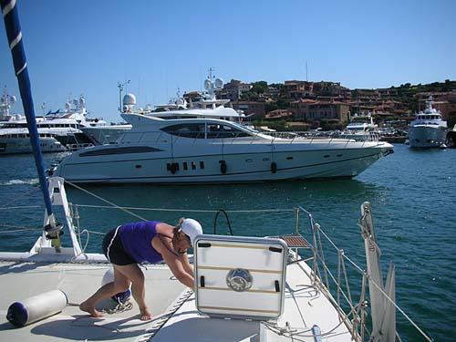 08 Stowing fenders at busy Costa Emeralda